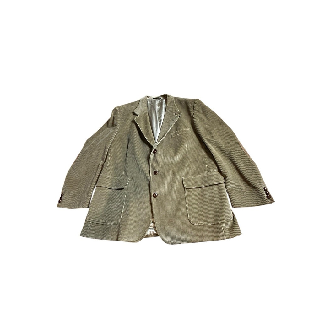Vintage Orvis Corduroy Blazer Jacket Elbow Patch Tan Mens 48L READ